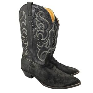 Mens Nocona Black Elephant Western Cowboy Leather Suede Boots Size 15 2E